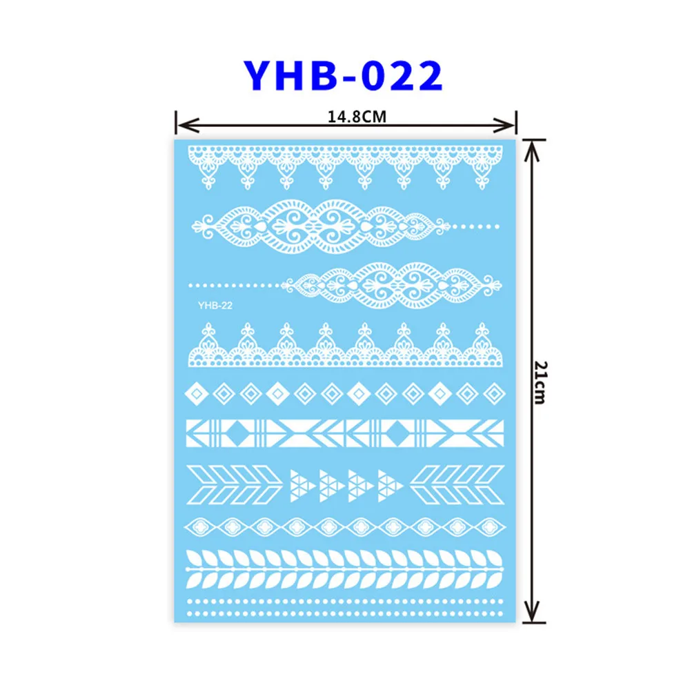 Хна для росписи мехенди кружевные тату-наклейки колье из белого кружева цветок левая временная татуировка наклейка роспись по телу водонепроницаемый для свадьбы - Цвет: YHB-022