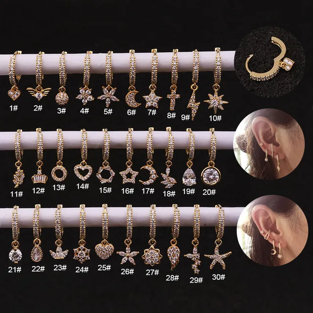Fashion Ladies Earrings Cross Crescent Star Drop Dangle Hoops Set Jewelry Z