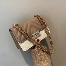 Burminsa Elegant Quilted Chain Crossbody Bags For Women Unique Design Lock High Quality Soft PU Female Shoulder Bags Autumn