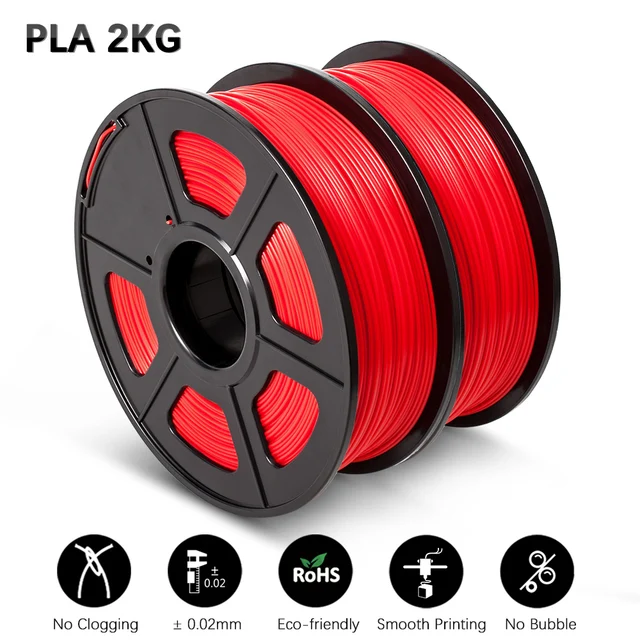 GOHIGH 2 Rolls PETG PLA SILK 3D Printing Filament 1.75MM Children Creative Model Material For 3D Pen & Printers PLA Red 2kg