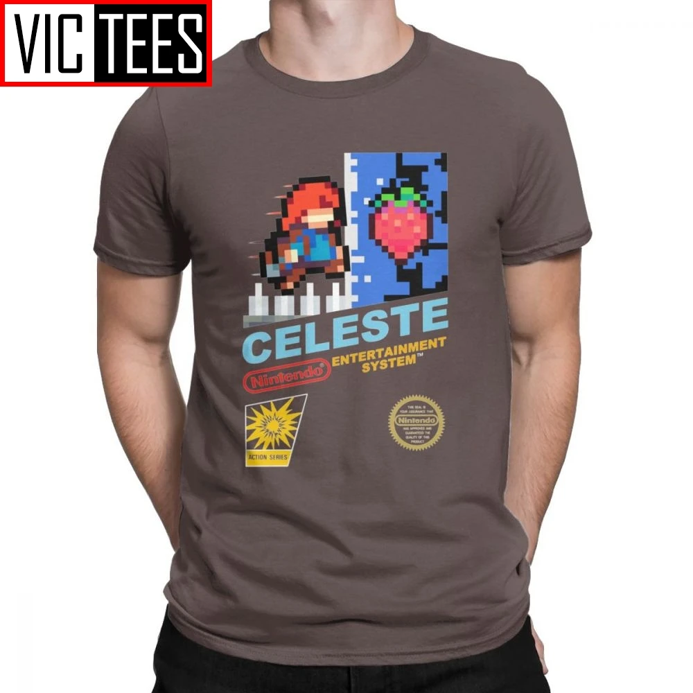 Для Мужчин's Celeste NES крышка светильник светло-голубые футболки для Для мужчин Винтаж хлопковая Футболка с круглым вырезом, футболка, одежда - Цвет: Коричневый