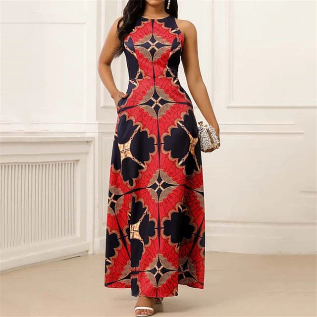Eniola African Round Neck Maxi Gown