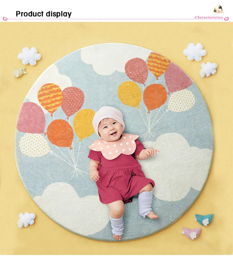 RFWCAK Round Carpet For Living Room Babys Play Mats Kids Crawling Rugs Bedroom Area Rug Enfant Tapete Para Sala Baby Room Decor
