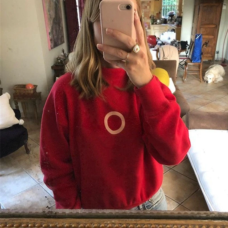 

2020 Fall Woman Flocking Hoodies Long Sleeve 100% Cotton Jumpers