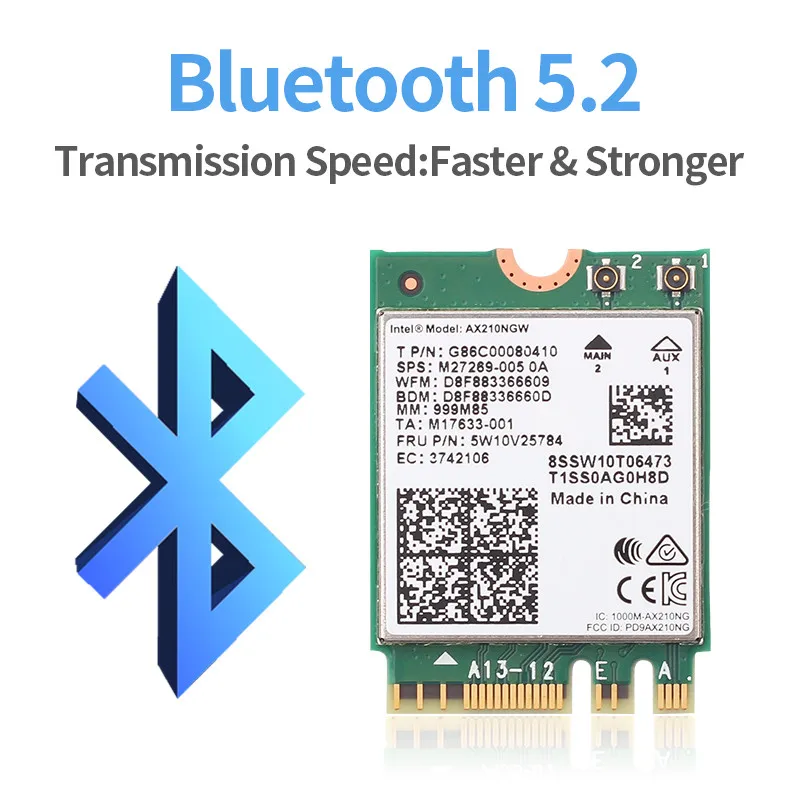 wifi and bluetooth card for pc 5374Mbps Intel AX210 802.11ax Wi-Fi 6E MU-MIMO AX210NGW Desktop Kit 2.4G/5G/6Ghz WiFi Adapter For Bluetooth 5.2 Card Win 10/11 pc wifi adapter