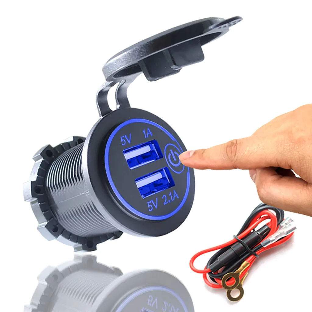 Blue A Огнестойкий ABS 12 V-24 V водонепроницаемый 3.1A& 4.2A& 4.8A двойной USB быстрое зарядное устройство розетка lue светильник красный светильник зеленый# BE - Название цвета: Blue A