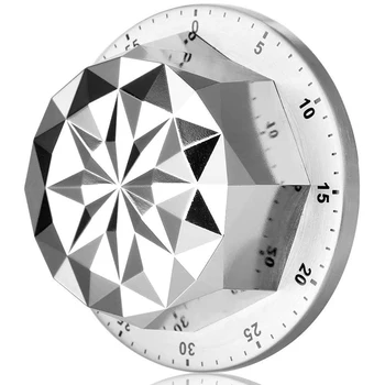 

Cooking Timer, Rhombus Shape Stainless Steel Cute Kitchen Timer netic Mechanical Countdown Timer Clock with Loud