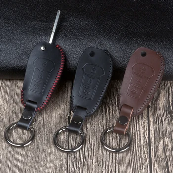 

Leather Car Key Case Cover For Ford Fiesta Focus 3 Galaxy Mondeo Transit Tourneo MK3 MK4 Ecosport Kuga Everest Explorer ST C-MAX