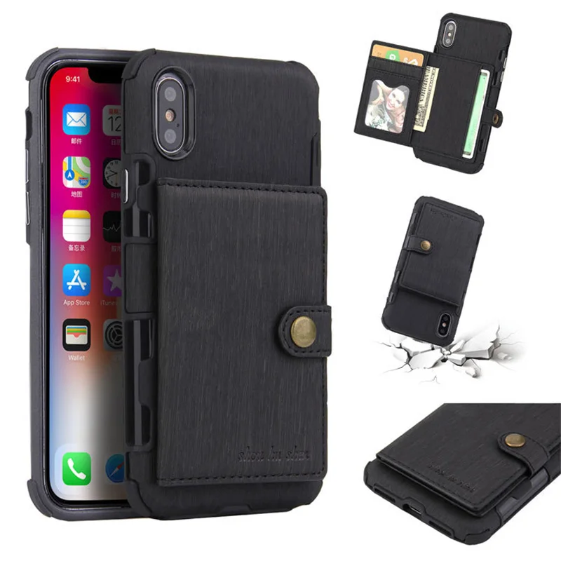 Кожаный чехол для телефона в стиле ретро iphone xs/xr/x/xs 6/7/8 Plus держатель карт