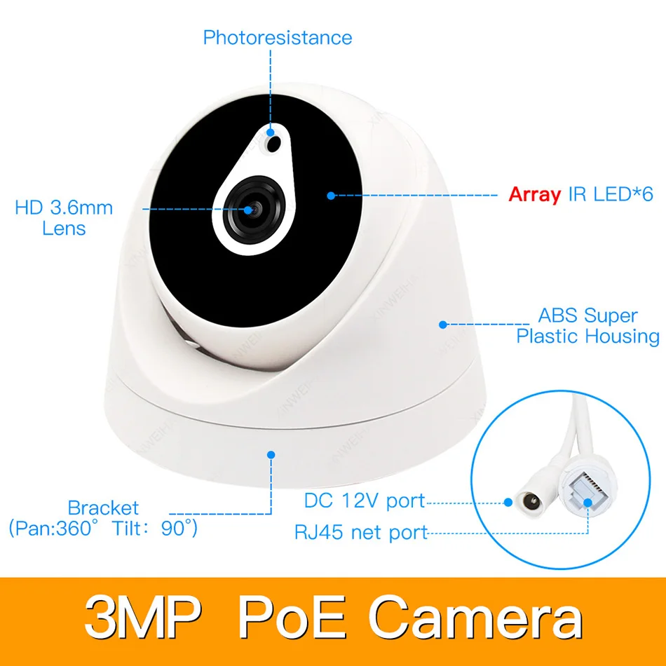 8ch 3MP POE комплекты H.265 система видеонаблюдения PoE NVR домашняя купольная IP камера сигнализация видеонаблюдения Видео P2P P6Spro
