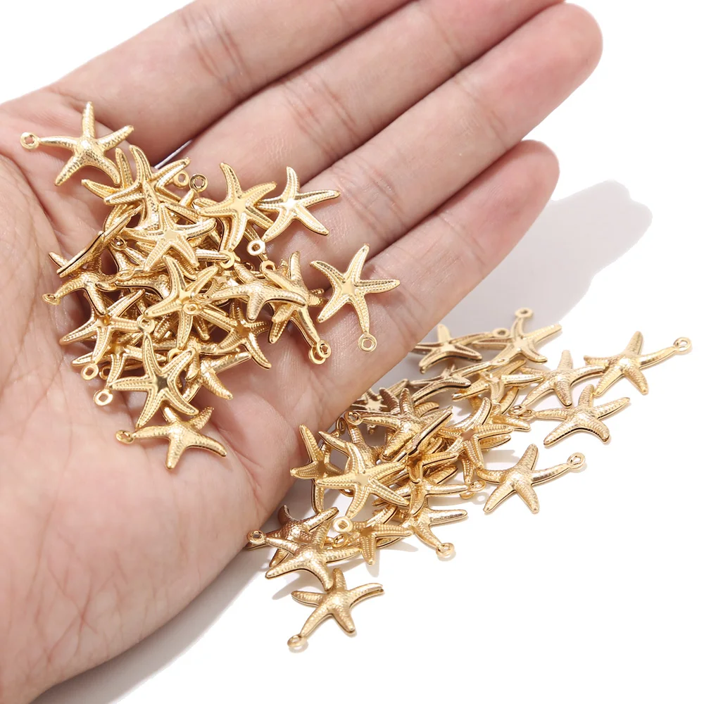 GOLD COLOR 20 шт нержавеющей стали 15 мм золотые звезды Шарм Подвески для браслета Ожерелье Изготовление ювелирных изделий Аксессуары - Окраска металла: GOLD COLOR