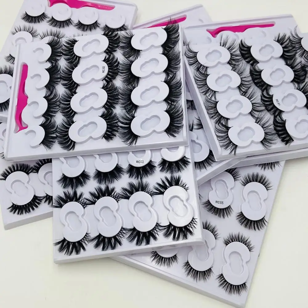 

10 Pairs False Eyelashes Set Thick Long Reusable Handmade Fake Lashes Mink With Lashes Tweezer Soft & Vivid 30 Sets/lot DHL Free