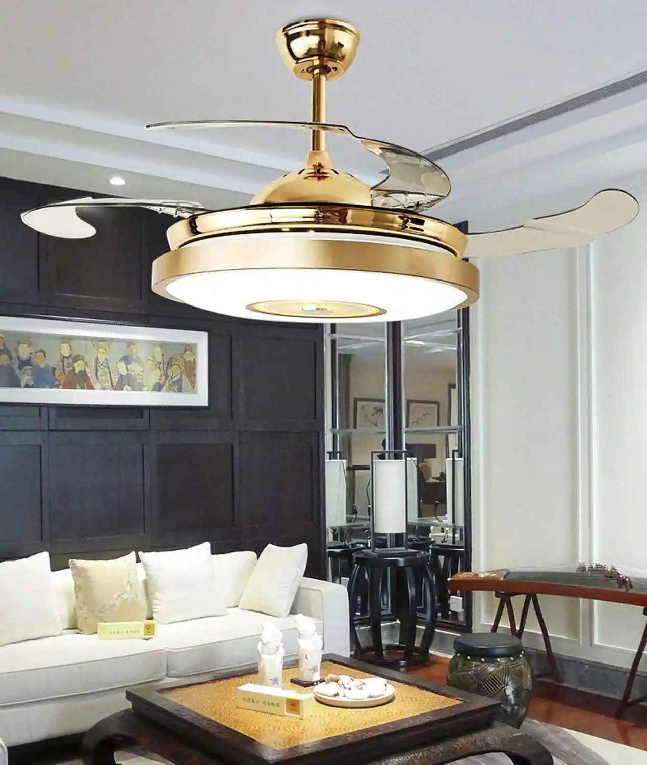 Bluetooth Remote Control 3 Color Changes Music Ceiling Fan