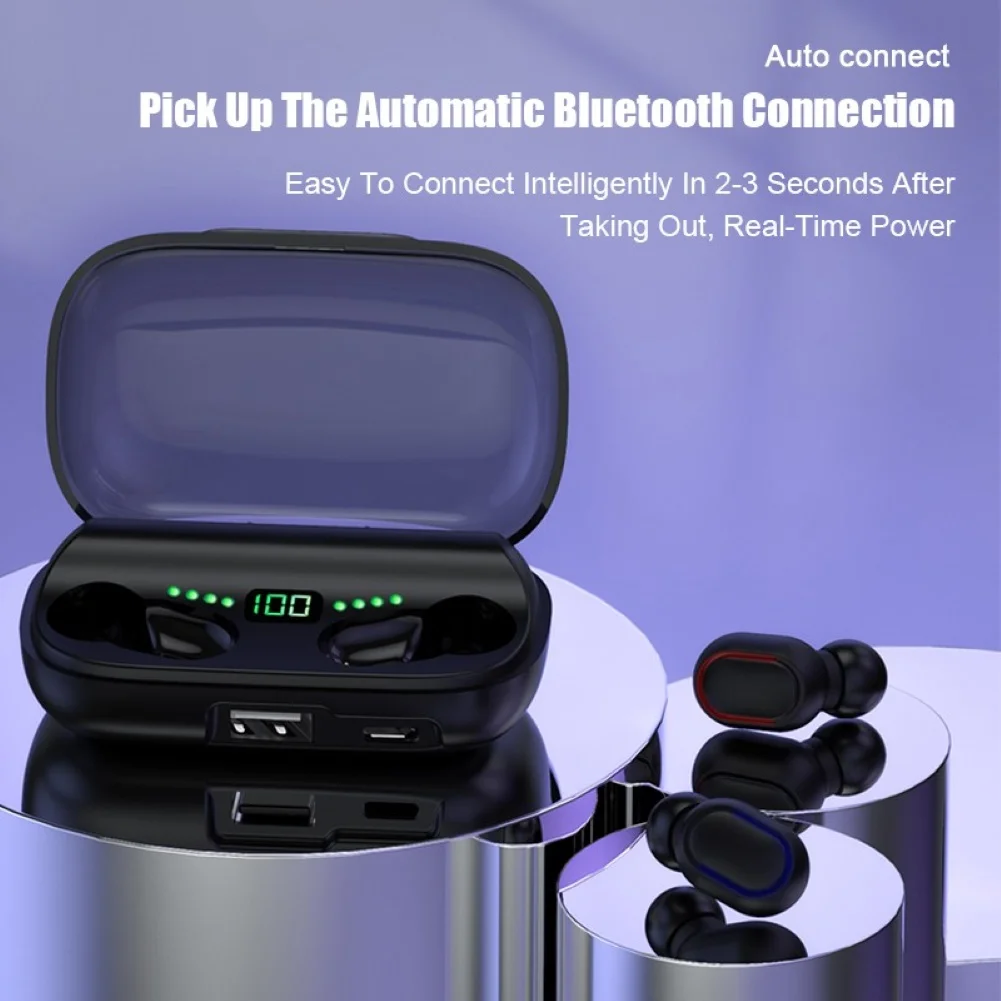 TWS V5 0 Bluetooth Wireless Earphones 1200mah Charging Box 9D HIFI Sound Touch Control Earphones for Iphone Sumsung Ipad IOS