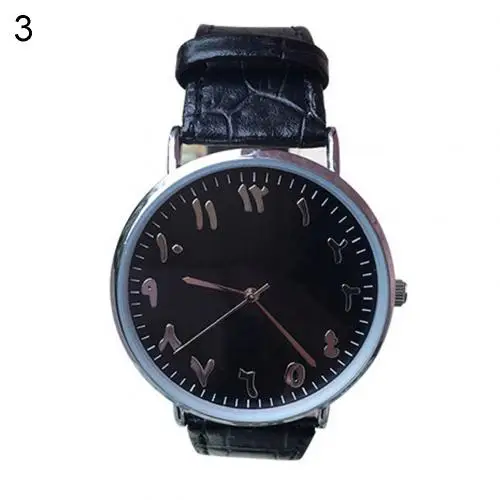 Unisex Wristwatch Analog Quartz Wrist Watch Women Luxury Arabic Numbers Faux Leather Lover Couple Wrist Watches for Ladies Gift - Цвет: Black Men