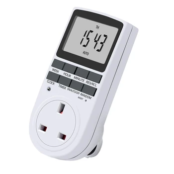 

Uk Plug Digital Timer Plug Socket, Electrical Programmable Plug In Timer Switch For Light, B And More, With Large Lcd Display An
