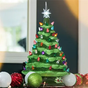 7/9/12 inch Ceramic Christmas Tree with  LED Lights and Music Tabletop Christmas  Home  Festival Decor