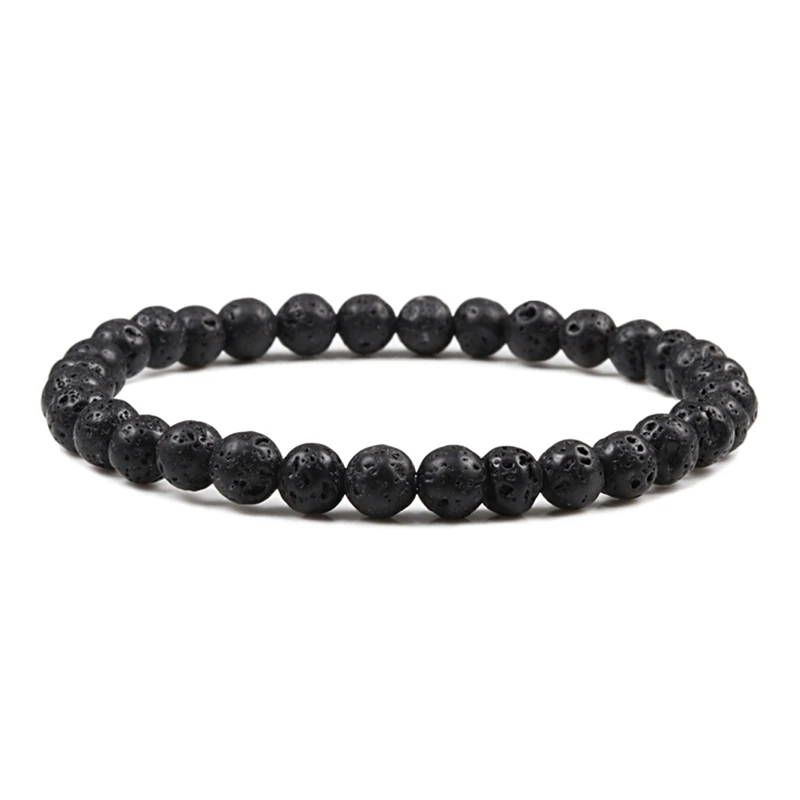6mm Lava Классический черный Природный камень Лава тигровый глаз Strand браслет 6 мм/8 мм/10 мм бисером мужские браслеты "Будда" Для Женщин Йога ювелирные изделия Homme - Окраска металла: 6mm Lava