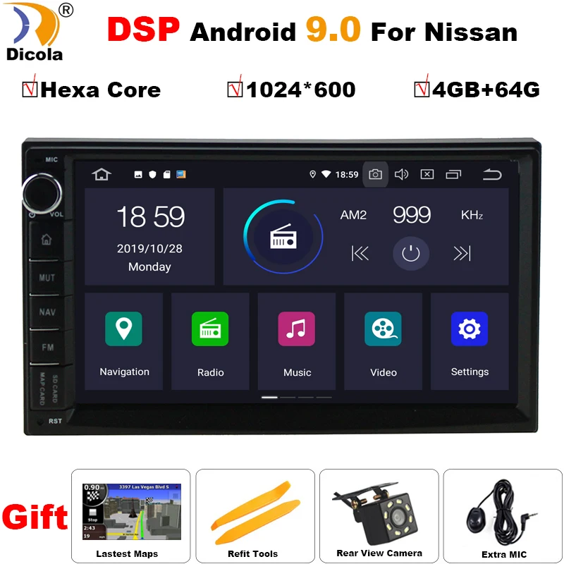 " PX6 DSP Hexa Core 4G+ 64G Android 9,0 2din универсальный автомобильный gps мультимедийный плеер для NISSAN KIA Toyota Автомобильная Аудиомагнитола