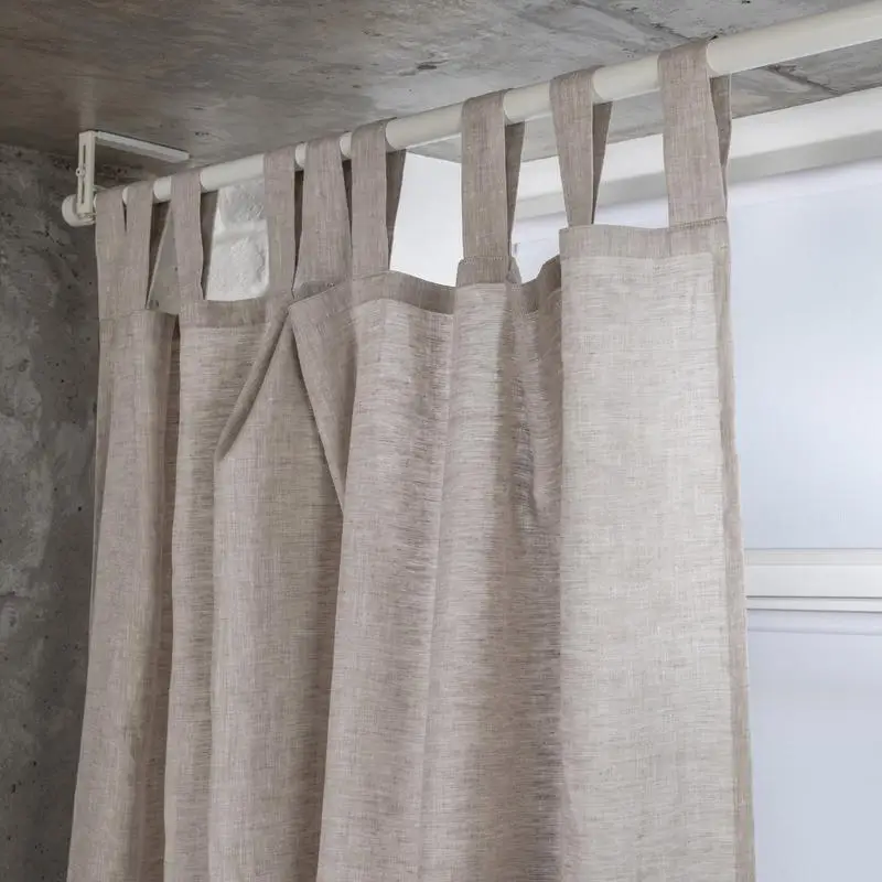 

Natural Linen Tab Top Curtain Panels Premium Flax Sheer Linen Semi-blackout Curtain Drapes for Living Room Bedroom Doors