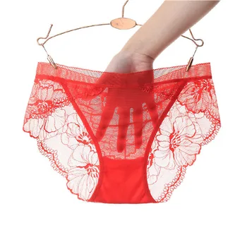 

New Sexy Perspective Briefs For Women Plus size Lace Panties Low-Rise transparent Panties Intimates Mesh Panty Female Underwear