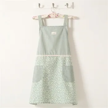 

Priinting Cotton Polyester Apron Woman Adult Bibs Home Cooking Baking Coffee Shop Cleaning Aprons Kitchen Tools With 2 Pockets