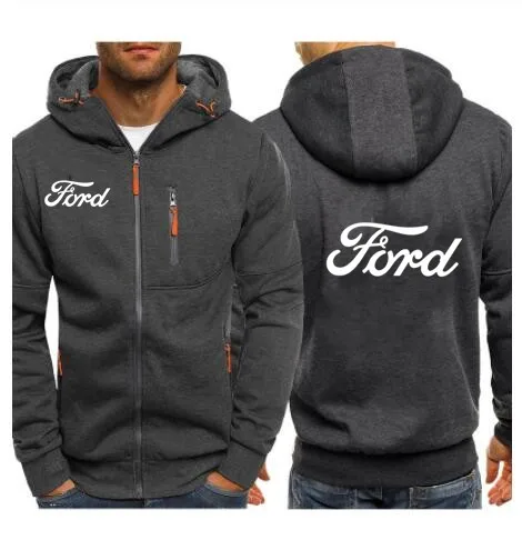 Толстовки с капюшоном и Для мужчин Ford автомобильные брелки с логотипом печати Повседневное в стиле «хип-хоп» Толстовка Harajuku толстовки с капюшоном мужская молния куртка мужская одежда с капюшоном