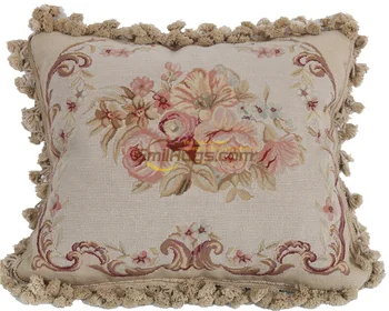 

European vintage high-end woolen handmade Embroidery pillow lace flowers french needlepoint cusion cover 013gc165neecusyg8