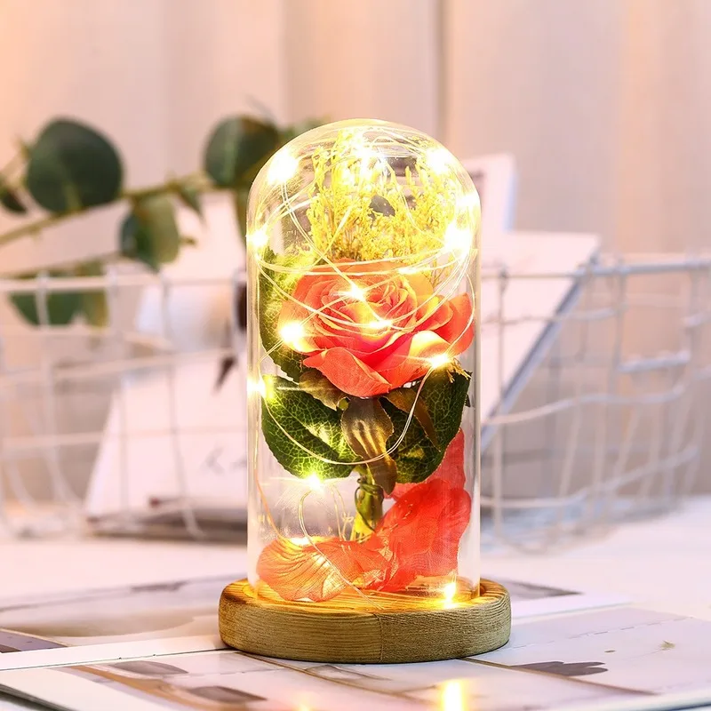 

Rose Eternelle LED Light Beauty and The Beast Rose In Glass Dome for Mother's Birthday Valentines Day Gift Beautiful Eternal
