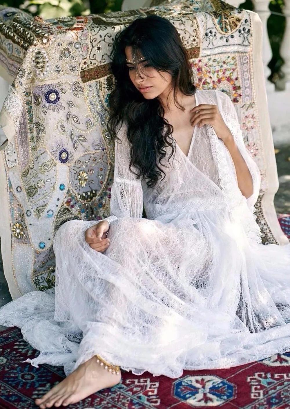 Illusion Boho Women Long Wedding Dresses 2020 Wedding Gown gongbaolage V Neck Lace Bohemian Slim Fit Party Sexy Bride Dress