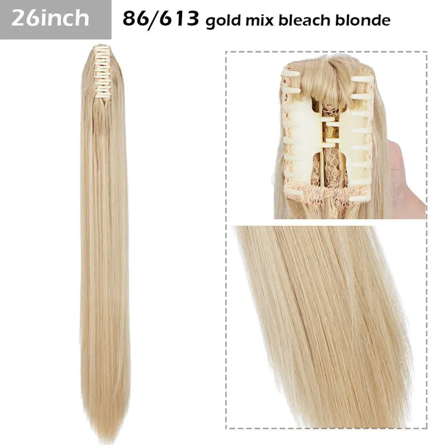S-noilite Syntheitc Big Grab Ponytail Hair Extension Claw Clip In Ponytail Extension Hair Fake Hairpiece For Women Daily Party 26-451