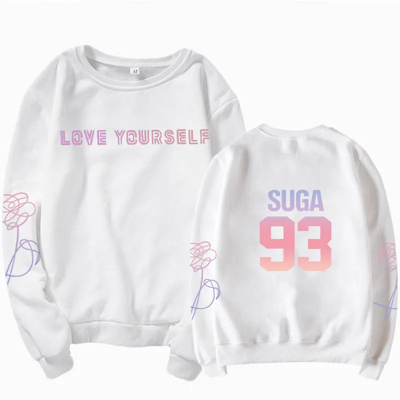 Sweatshirt white 93 jungkook Unisex hoody kpop jung kook hoodies 97 sweatshirt love yourself KPOP hoody sweatshirt XL for casual harajuku kpop hoody - Цвет: Sweatshirt white 93