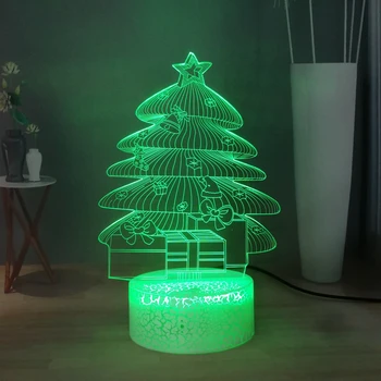 

Creative Christmas tree 3D Illusion Table Lamp Christmas LED Night Light Home Atmosphere Light USB Touch Desk Lamp xXmas Gift