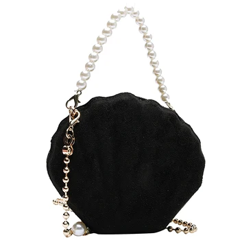 

Shell Shape Faux Suede Design Party Ladies Mini Chain Purse Crossbody Messenger Bag Handbag Shoulder Bag Female Bolsa