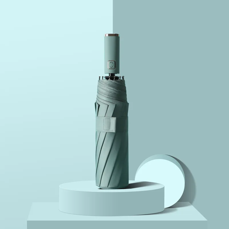 Сильный ветрозащитный двойной автоматический 3 складной зонт женский мужской 10K