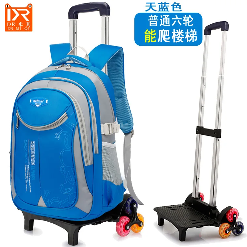 Рюкзаки для детей, школьные сумки Mochila, детская тележка с колесом, багаж для девочек и мальчиков, рюкзак Escolar Backbag, школьный рюкзак - Цвет: 6 wheel grey