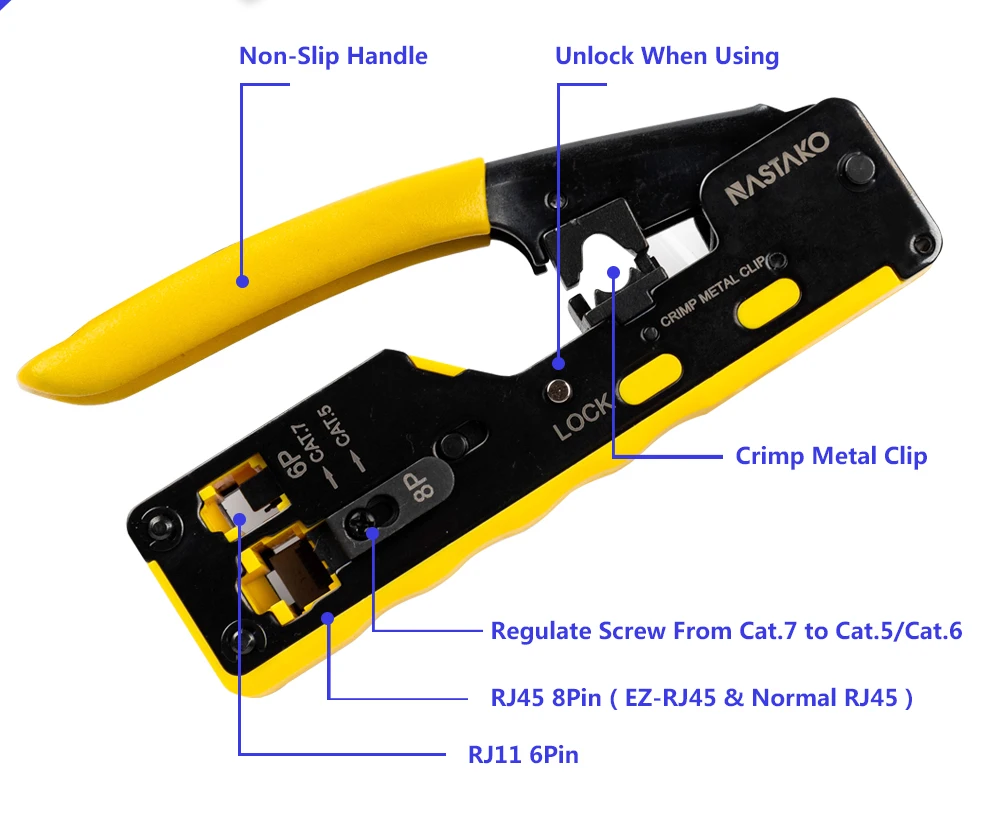 Все в одном EZ RJ45 инструмент сети обжимной инструмент для кабелей обжимные инструменты для RJ45 Cat7 Cat6 Cat5 RJ11 RJ12 модульный Вилки металлические плоскогубцы