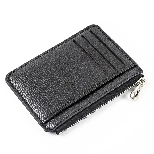 2024 New Soft Men Wallet Solid Color PU Zipper Card Holder Mini Short Coin Purse Wallets 1Pc Women Slim Card Case Business - Image 8