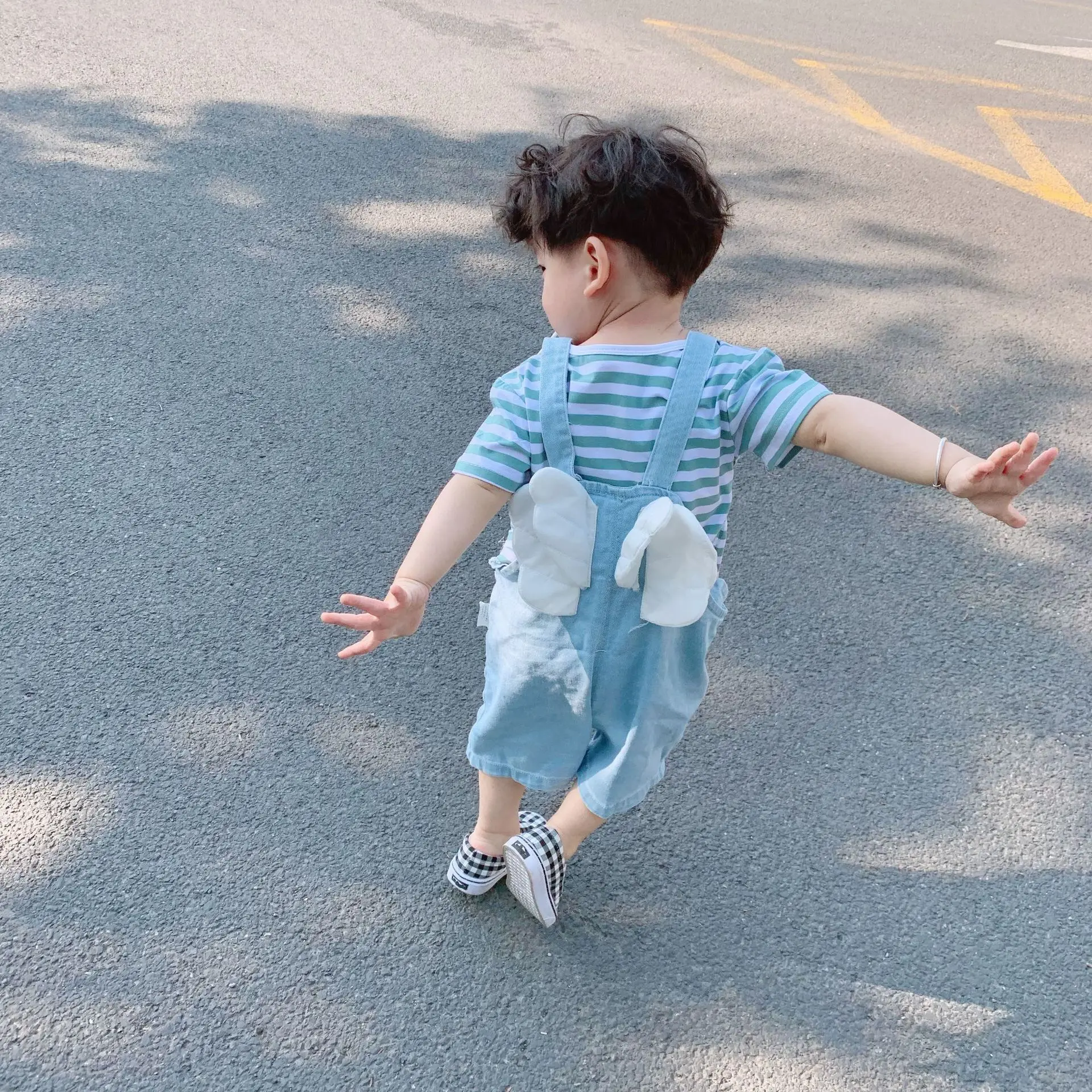 Childrenswear Baby Men And Women Children Angel Wings Soft Baby Cowboy Suspender Pants Dk066