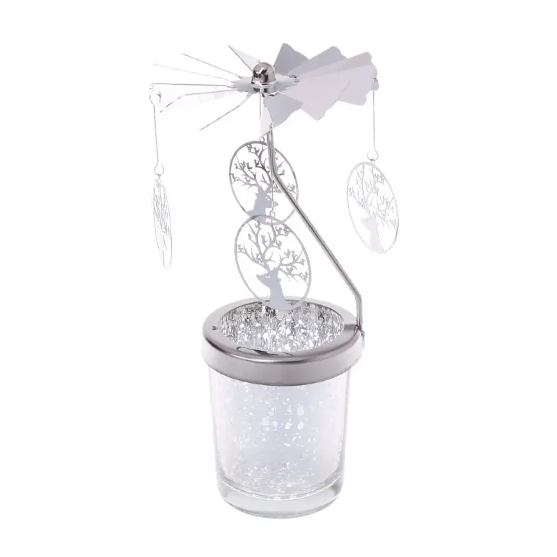 Silver Z Звездчатый Кап-вращающийся карусель поворотный Свечи Tealight металлическая стойка держатель - Цвет: Silver Z