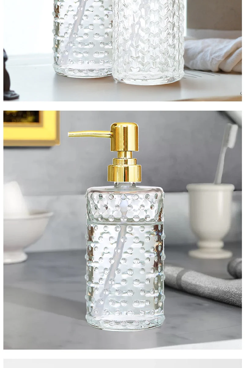 Glass Hand Sanitizer Bottle With Gold Pump For Bathroom Soap_voghion.com