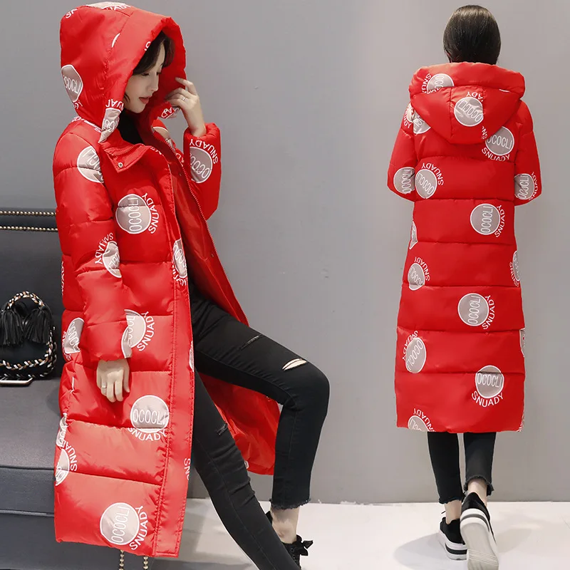 Voobuyla зимняя длинная куртка женская модная камуфляжная теплая пуховая хлопковая парка с капюшоном пуховики зимняя теплая верхняя одежда пальто