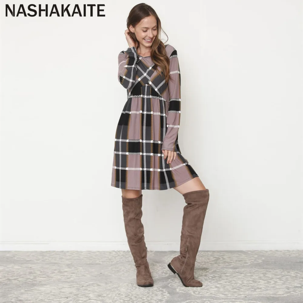 NASHAKAITE/платье для мамы и дочки Новое весеннее платье средней длины в клетку с длинными рукавами в стиле пэчворк Одежда для маленьких девочек одежда «Мама и я»