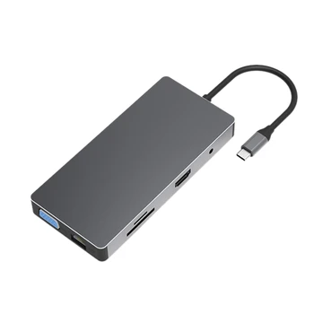 

Blueendless 10 in 1 USB C HUB Multi HDMI Adapter to USB 3.0 Card Reader USB-C 3.1 for MacBook Pro VGA LAN Port-SCLL
