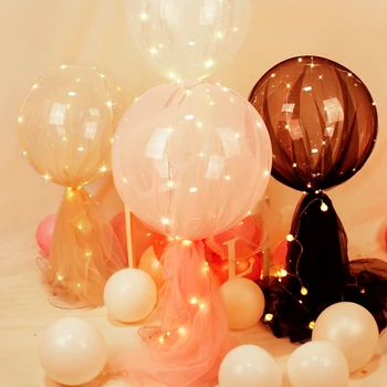 

LED Bobo Balloon Stand Set With Tulle Luminous Balloon Birthday Party Decor Kids Wedding Party Supplies Air Aluminum Baloon