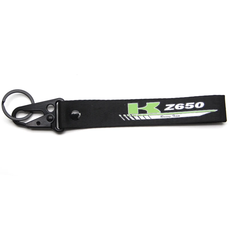 Для Kawasaki Z250 Z300 Z650 Z750 Z800 Z900 Z900RS Z1000 мотоцикл брелок для автомобильных ключей тканые бирка кольца для ключей этикетка цепи - Цвет: Black-Z650