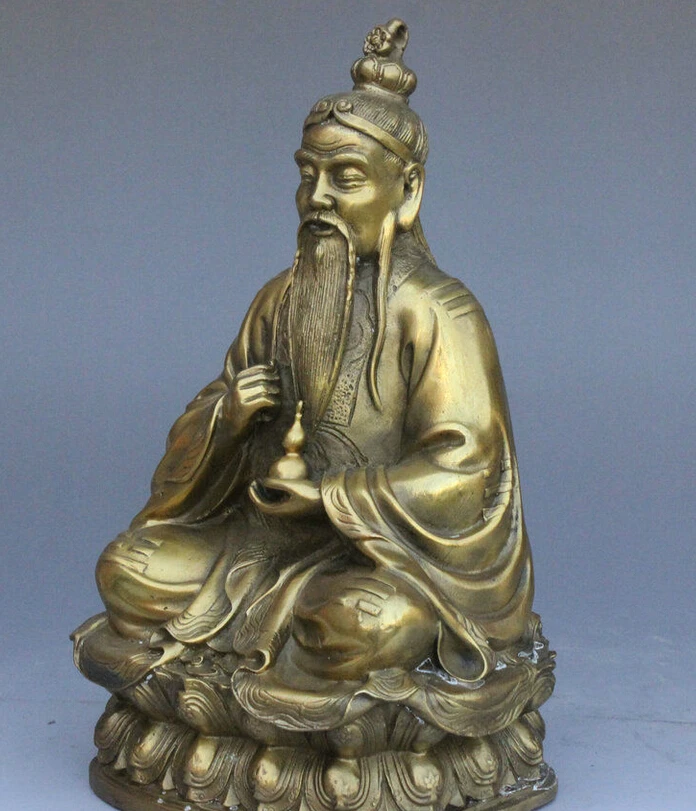 SUIRONG-609+++ 1" Китайский даосизм бронзовая молитва тайшанг старшая Laojun Бог держать даосскую тыкву статуя