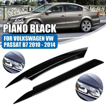

Piano Black Car Headlight Head Lamp Light Eyelid Eyebrow Stickers Cover Trim Accessories For Volkswagen for Passat B7 2010 -2014