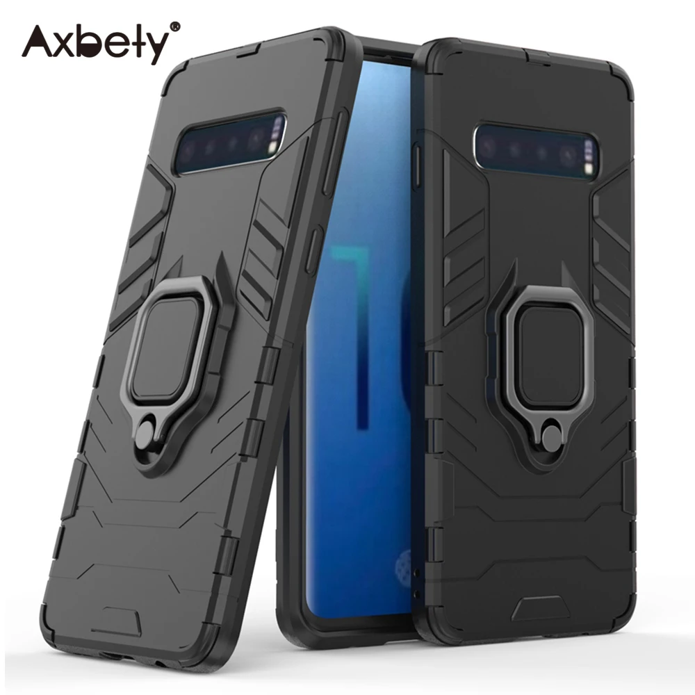 For Samsung Note 10 S10 E S9 S8 Plus Case Armor Kickstand Hybrid Cover Galaxy 9 8 Magnetic Metal Ring Shockproof Coque |