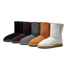 Женские классические зимние сапоги; зимняя обувь с высоким голенищем; зимние сапоги из плотного флиса; хлопковая обувь высокого качества; 5 цветов